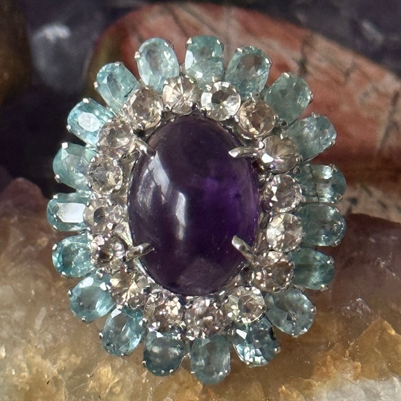 Gorgeous high end gemstone statement cocktail sterling silver ring - Picture 5 of 10